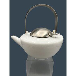 Zero Japan Zen Teapot Kettle 4 Cup White Porcelain Stainless Lid & Handle*